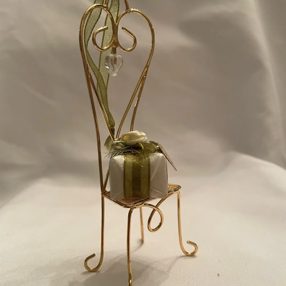 Hallmark Gold Chair Ornament with Silver and Green Details
